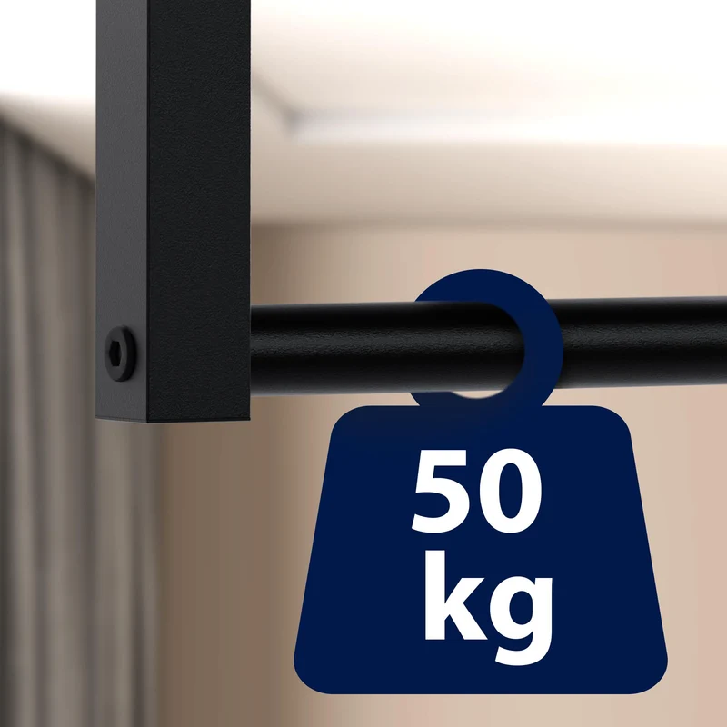 Tringle à vêtements suspendue porte-manteau 120x60 cm acier thermolaqué noir 10_0009012