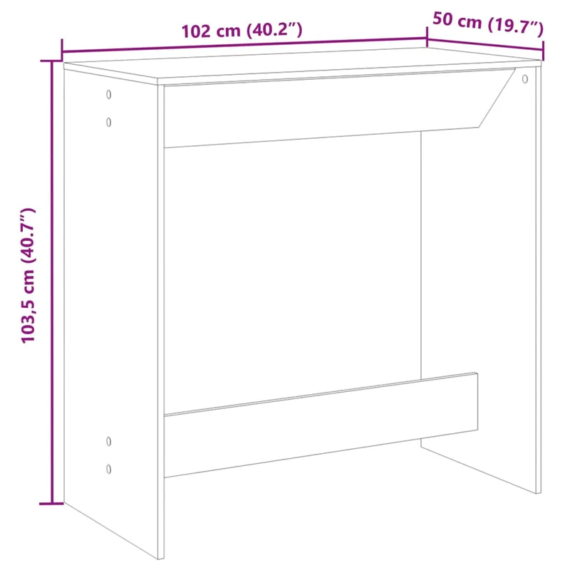 Table d’appoint multifonction 102 x 50 x 103,5 cm bois d'ingénierie couleur chêne DEC036440