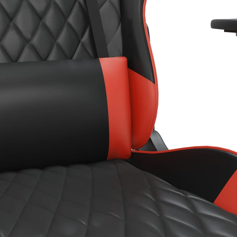 Fauteuil de bureau chaise gaming avec coussin lombaire avec repose-pieds en PVC noir et rouge DEC025858