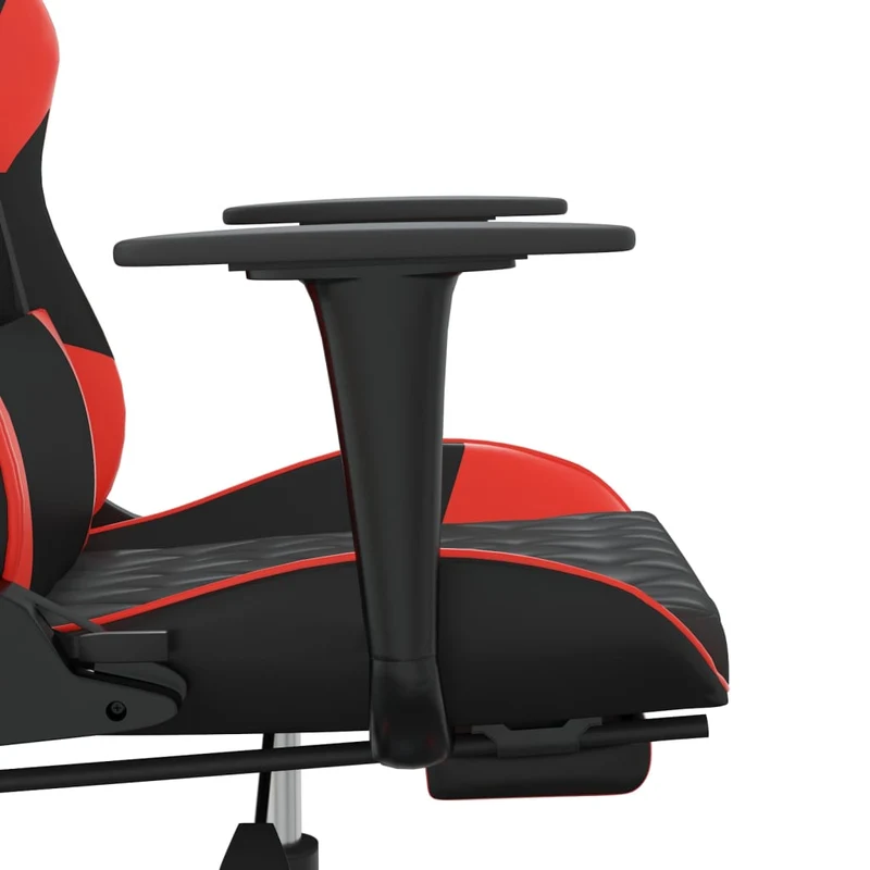 Fauteuil de bureau chaise gaming avec coussin lombaire avec repose-pieds en PVC noir et rouge DEC025858
