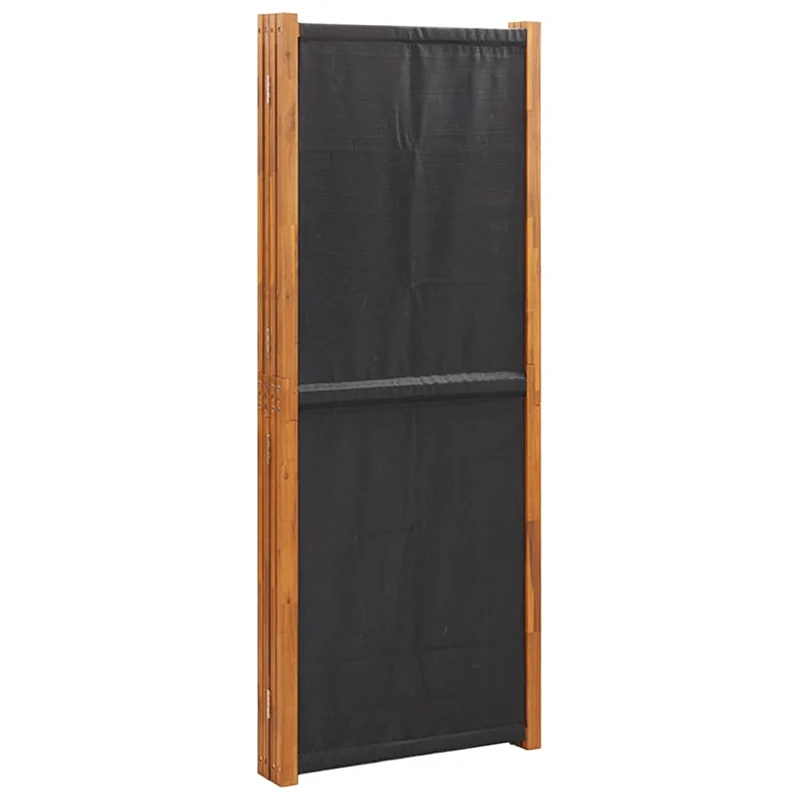 Paravent séparateur de pièce cloison 4 panneaux 280 x 180 cm textilène noir et bois DEC030909