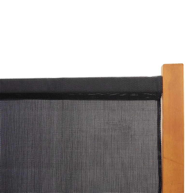 Paravent séparateur de pièce cloison 4 panneaux 280 x 180 cm textilène noir et bois DEC030909