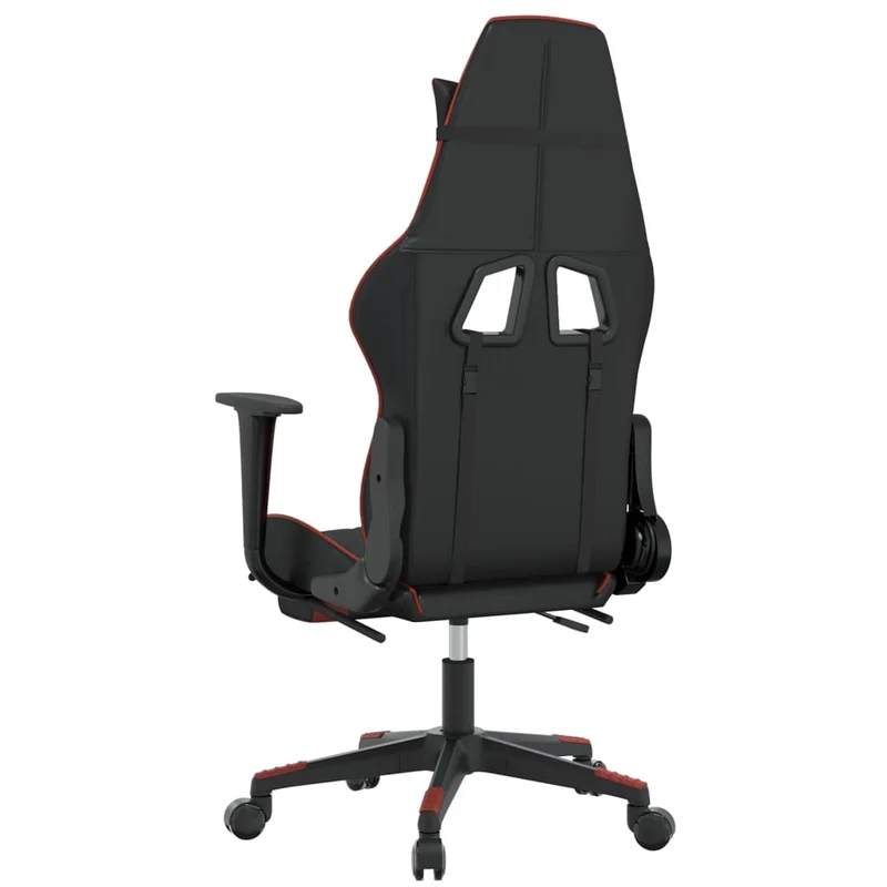 Fauteuil de bureau chaise gaming sur roulettes avec repose-pieds en PVC noir et rouge DEC025793