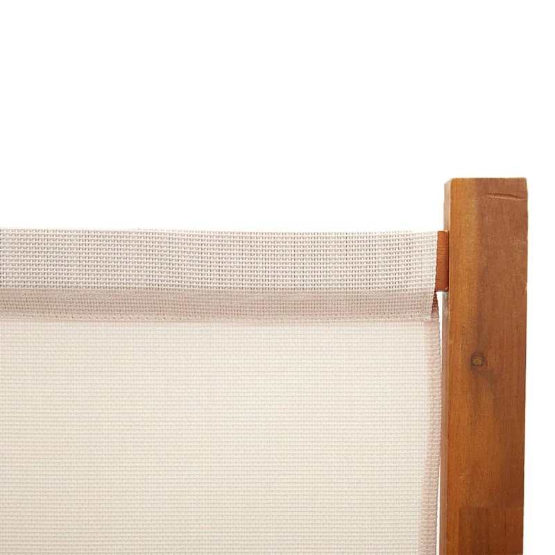 Paravent séparateur de pièce cloison 3 panneaux 210 x 180 cm textilène crème et bois DEC030760