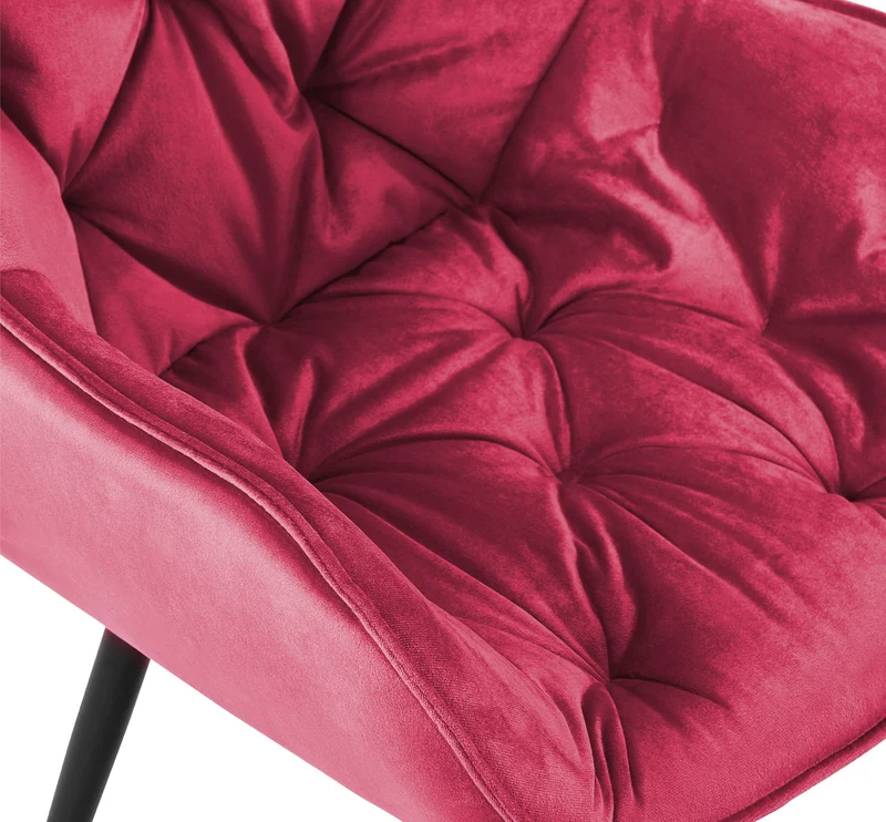 Lot de 2 chaises de salle à manger design et moderne assise en velours rouge et pieds en métal noir 10_0001663