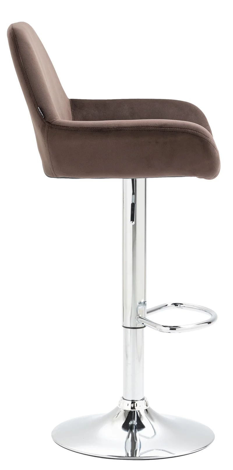 Tabouret de bar en velours rembourré marron base trompette métal chromée TDB10428