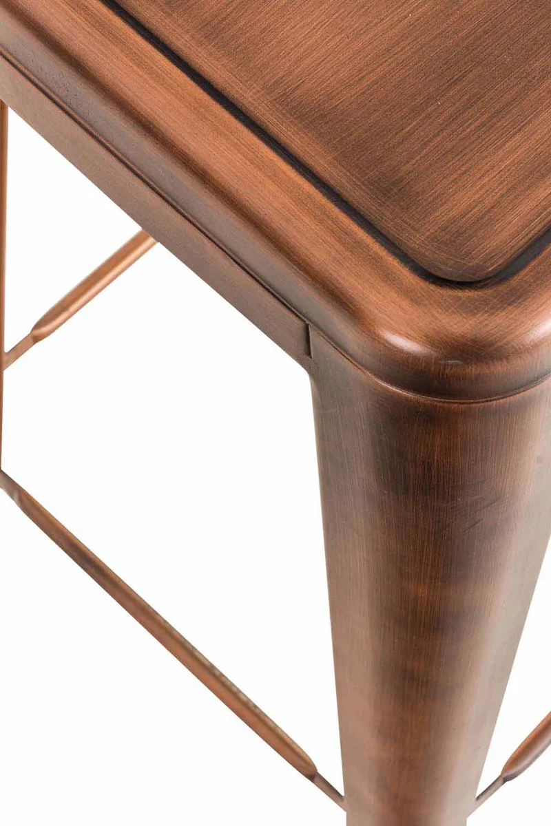 Lot de 4 tabourets de bar style industriel avec repose-pieds en métal cuivré TDB10287