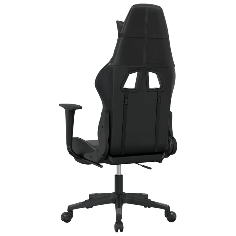 Fauteuil de bureau chaise gaming sur roulettes avec coussin lombaire et repose-pieds en PVC gris et noir DEC025881