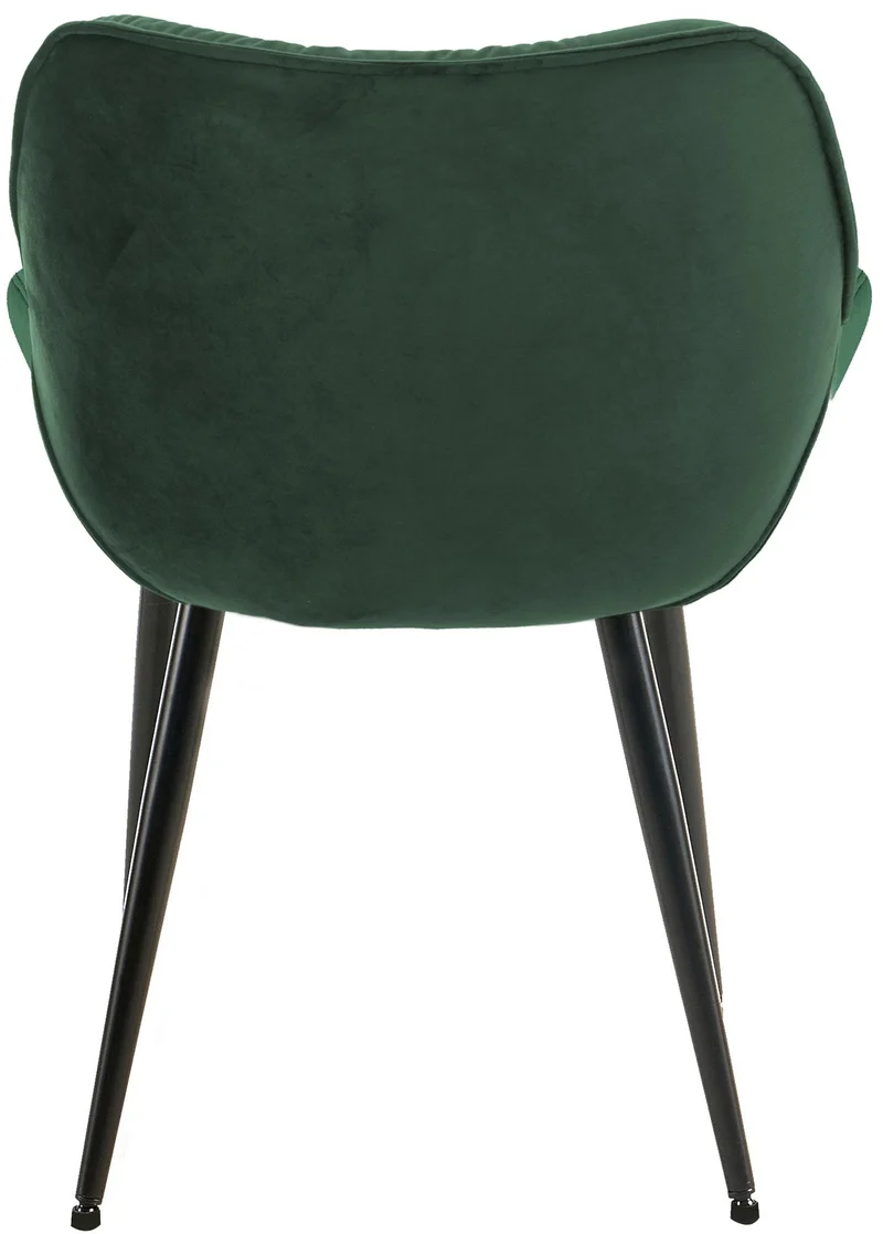 Lot de 4 chaises de salle à manger coutures décoratives en velours vert et pieds en métal noir 10_0007575