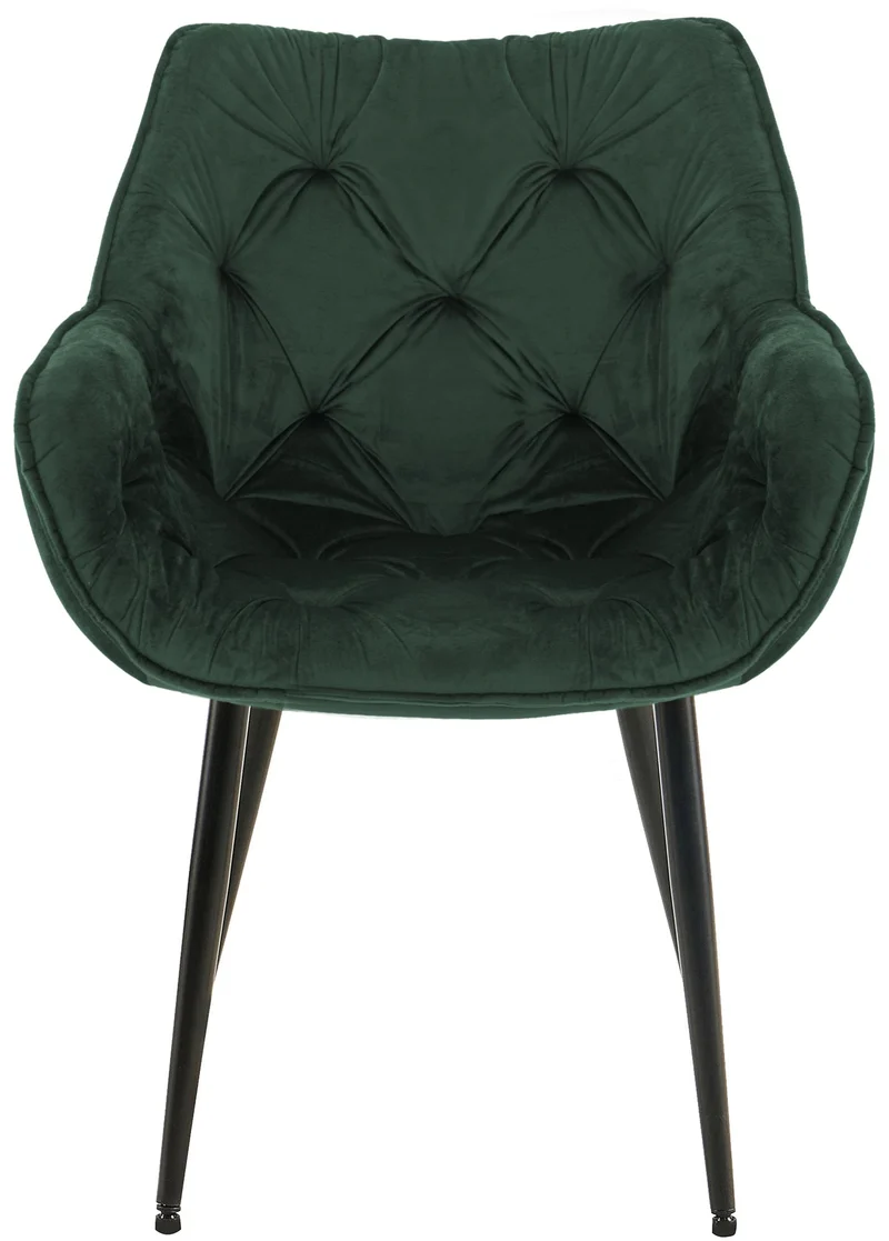 Lot de 4 chaises de salle à manger coutures décoratives en velours vert et pieds en métal noir 10_0007575