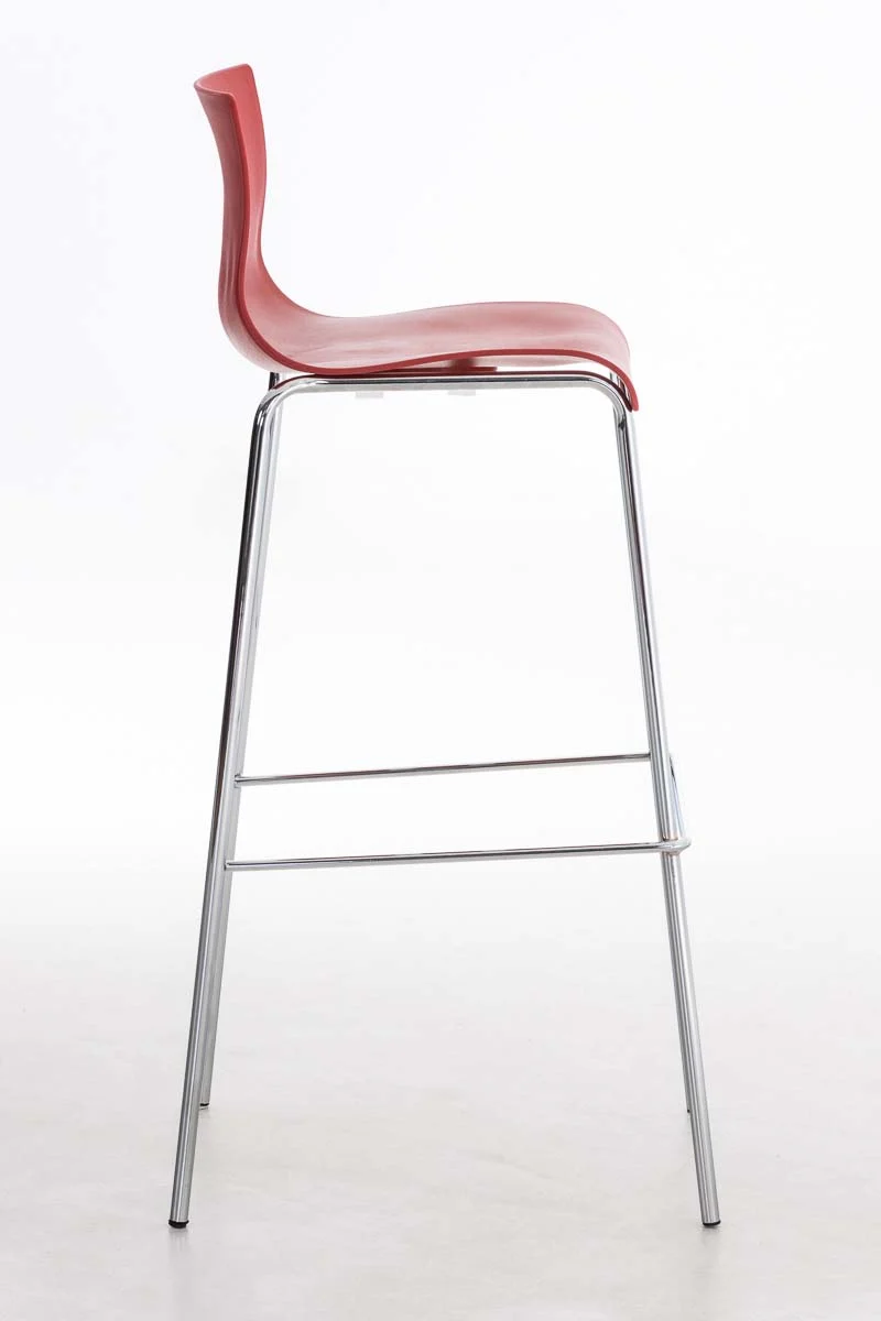 Tabourets de bar x2 en plastique rouge cadre métallique doré à quatre pieds style chic et moderne 10_0006194