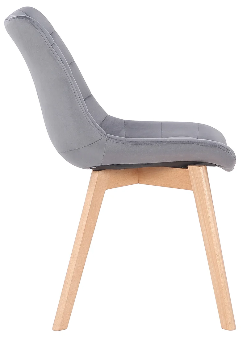 Lot de 2 chaises de salle à manger rembourrage généreux en velours gris piètement en bois 10_0007420