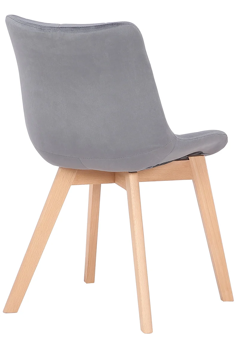 Lot de 2 chaises de salle à manger rembourrage généreux en velours gris piètement en bois 10_0007420