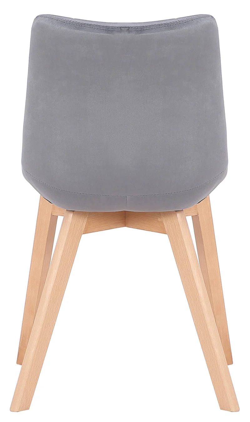 Lot de 2 chaises de salle à manger rembourrage généreux en velours gris piètement en bois 10_0007420