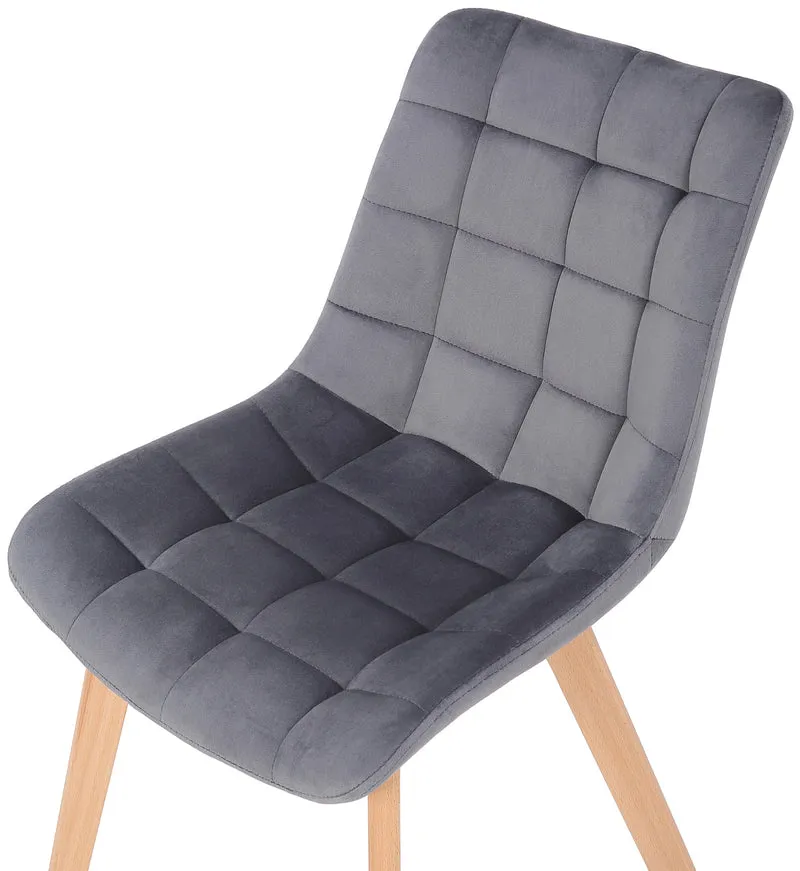 Lot de 2 chaises de salle à manger rembourrage généreux en velours gris piètement en bois 10_0007420