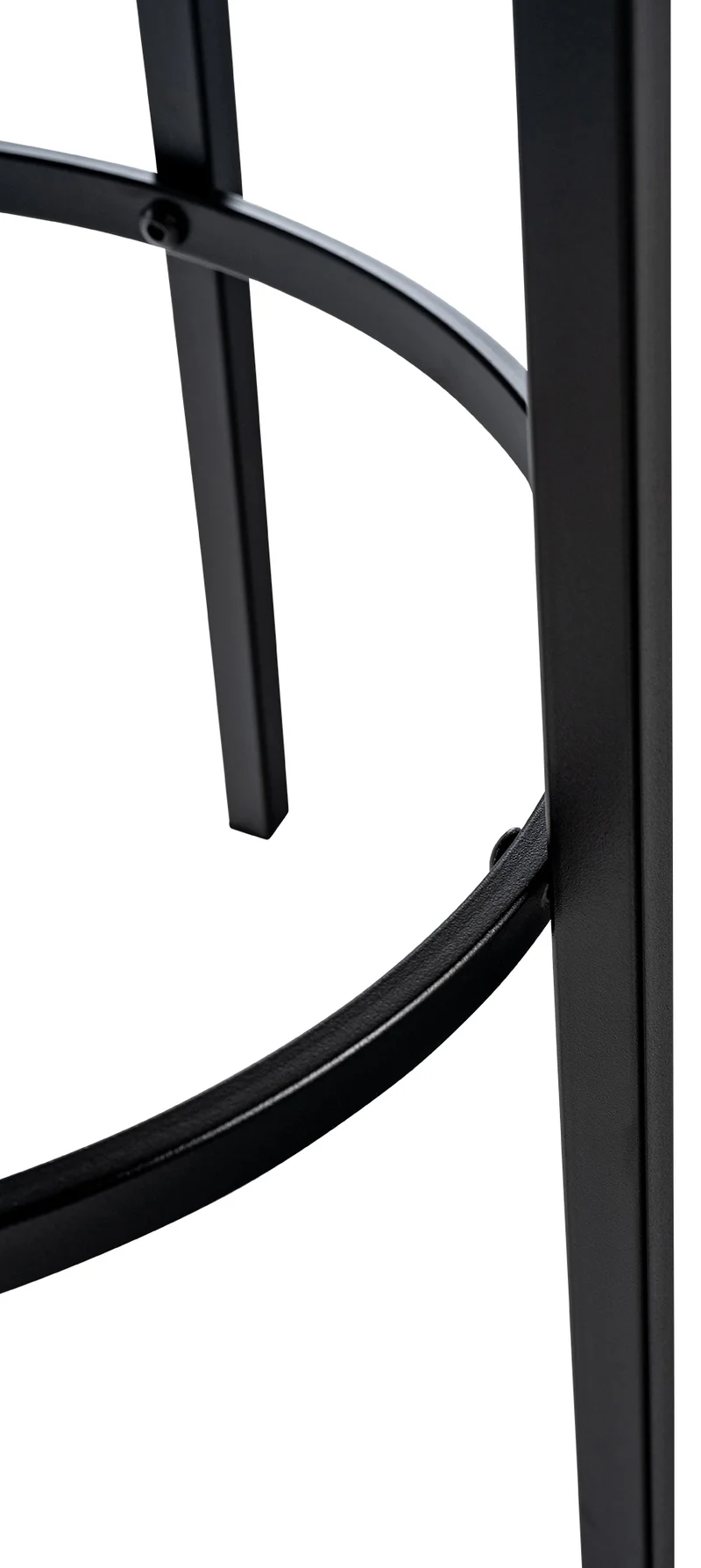 Tabouret de bar avec repose-pieds en PVC blanc piètement métallique noir mat à quatre pieds 10_0005806