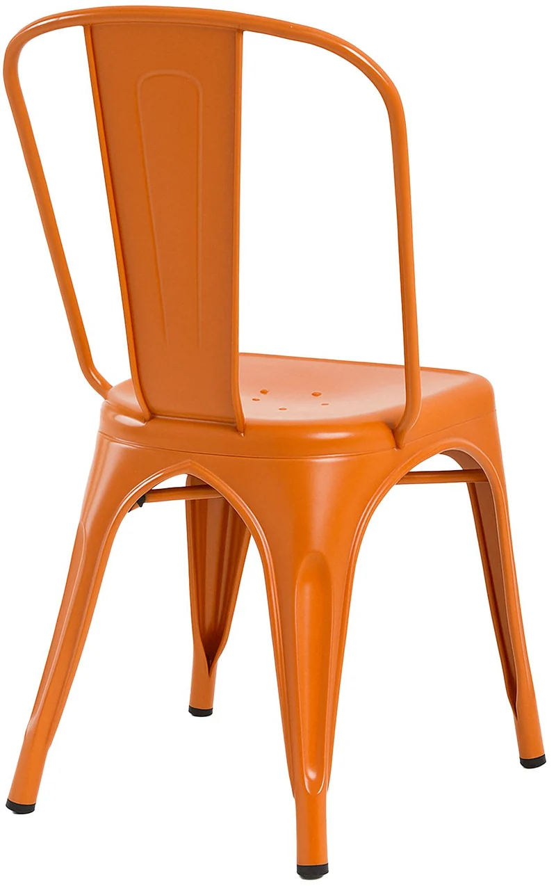 Chaise de salle à manger avec dossier x1 design industriel en métal orange 10_0005546