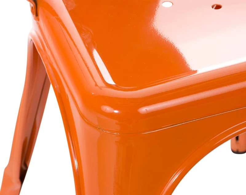 Chaise de salle à manger avec dossier x1 design industriel en métal orange 10_0005546