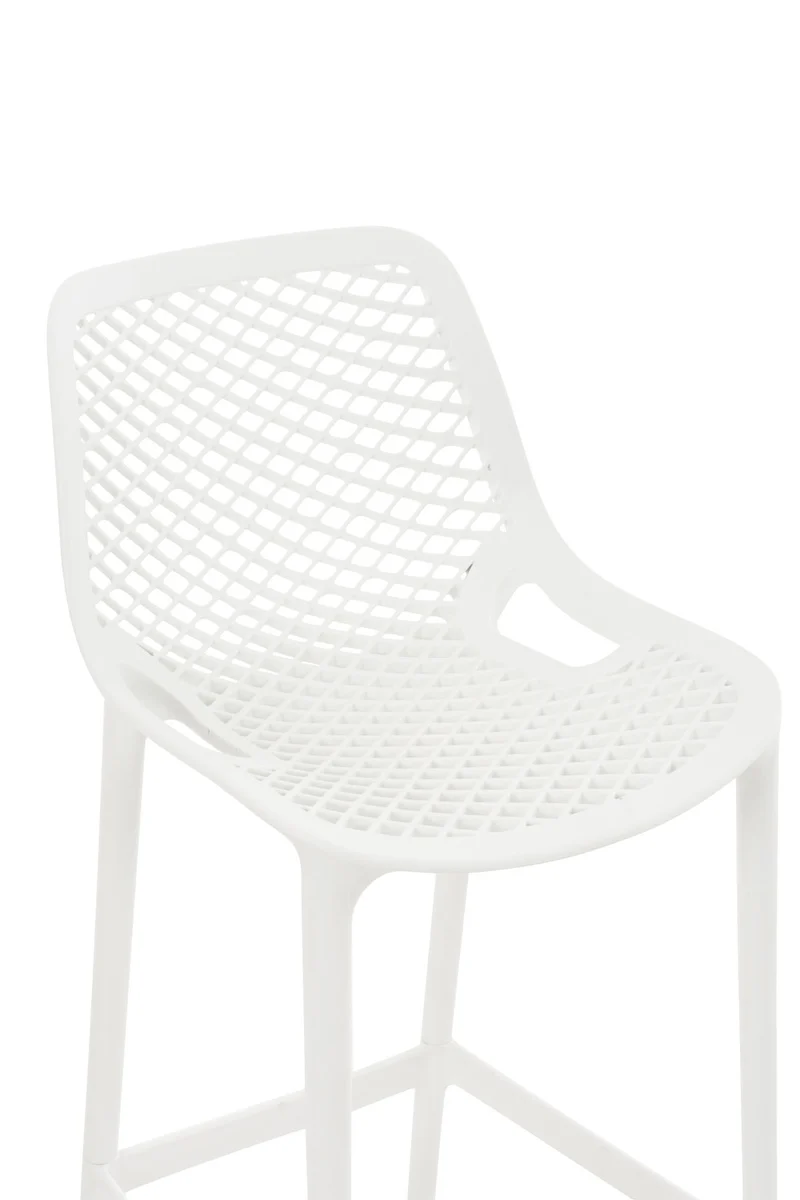 Lot de 2 tabourets de bar avec dossier en plastique blanc pour extérieur hauteur assise 75 cm 10_0006207
