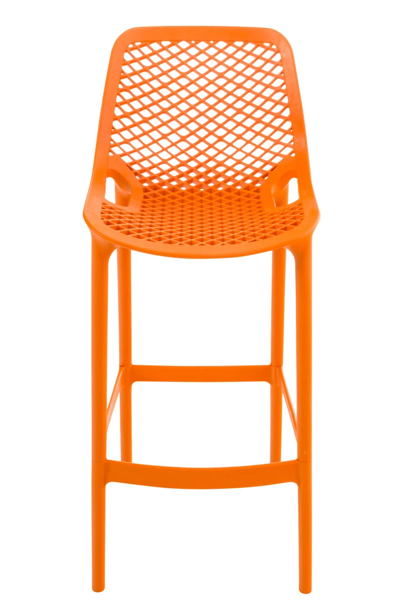 Lot de 2 tabourets de bar avec dossier en plastique orange pour extérieur hauteur assise 75 cm 10_0006112