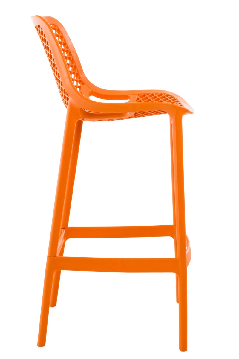 Lot de 2 tabourets de bar avec dossier en plastique orange pour extérieur hauteur assise 75 cm 10_0006112