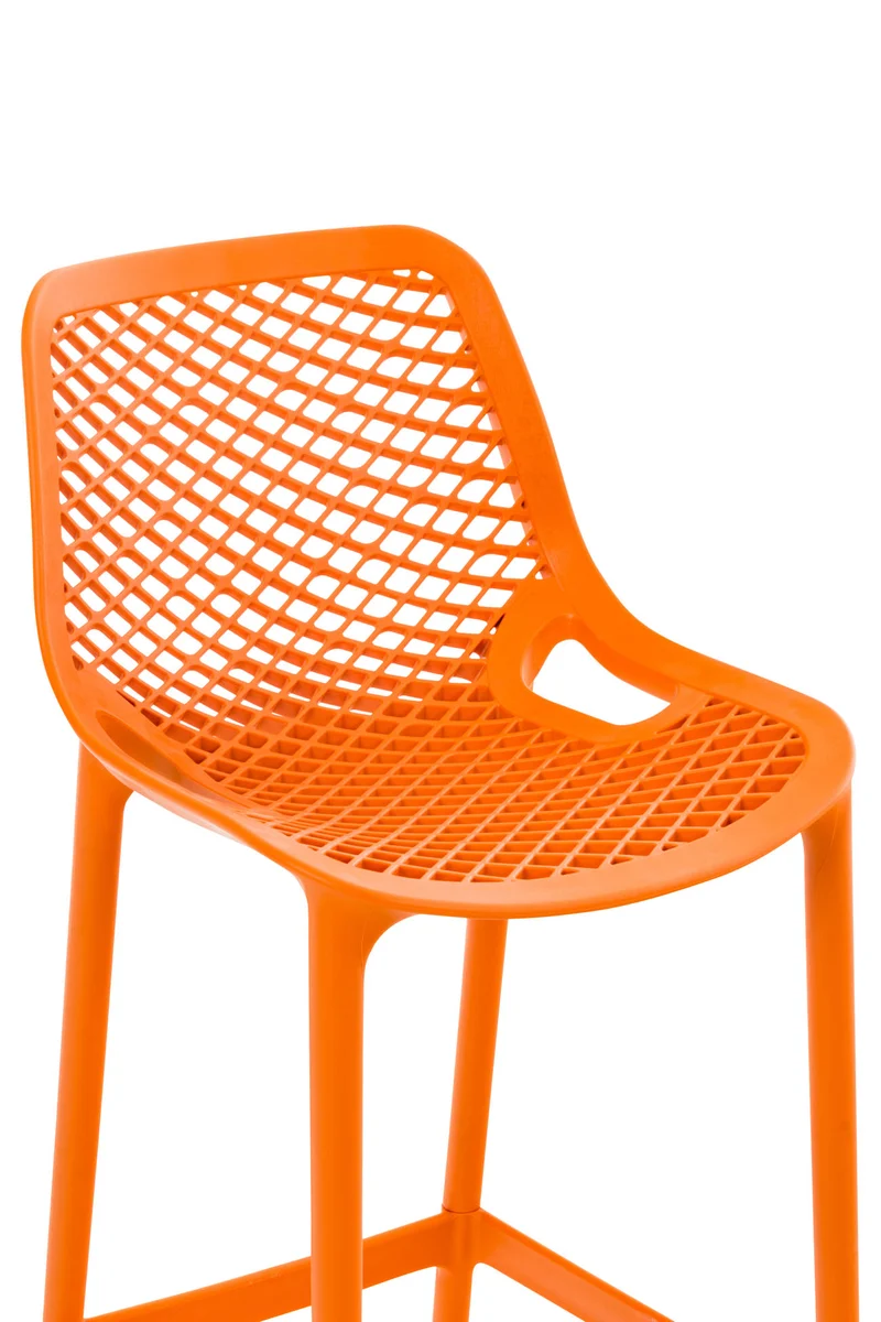 Lot de 2 tabourets de bar avec dossier en plastique orange pour extérieur hauteur assise 75 cm 10_0006112