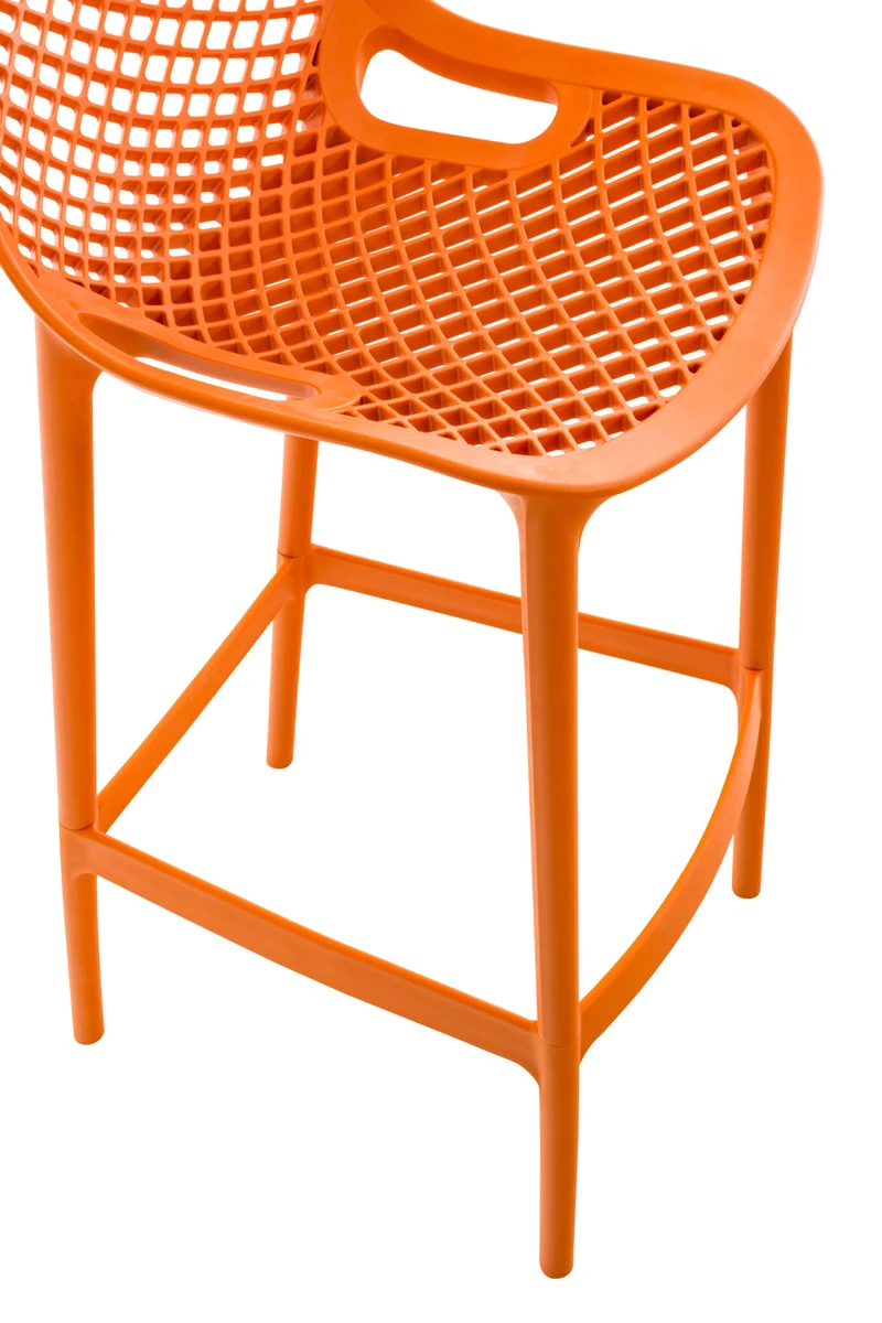 Lot de 2 tabourets de bar avec dossier en plastique orange pour extérieur hauteur assise 75 cm 10_0006112