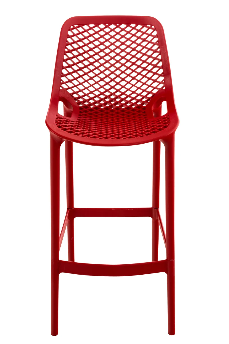 Lot de 2 tabourets de bar avec dossier en plastique rouge pour extérieur hauteur assise 75 cm 10_0005915