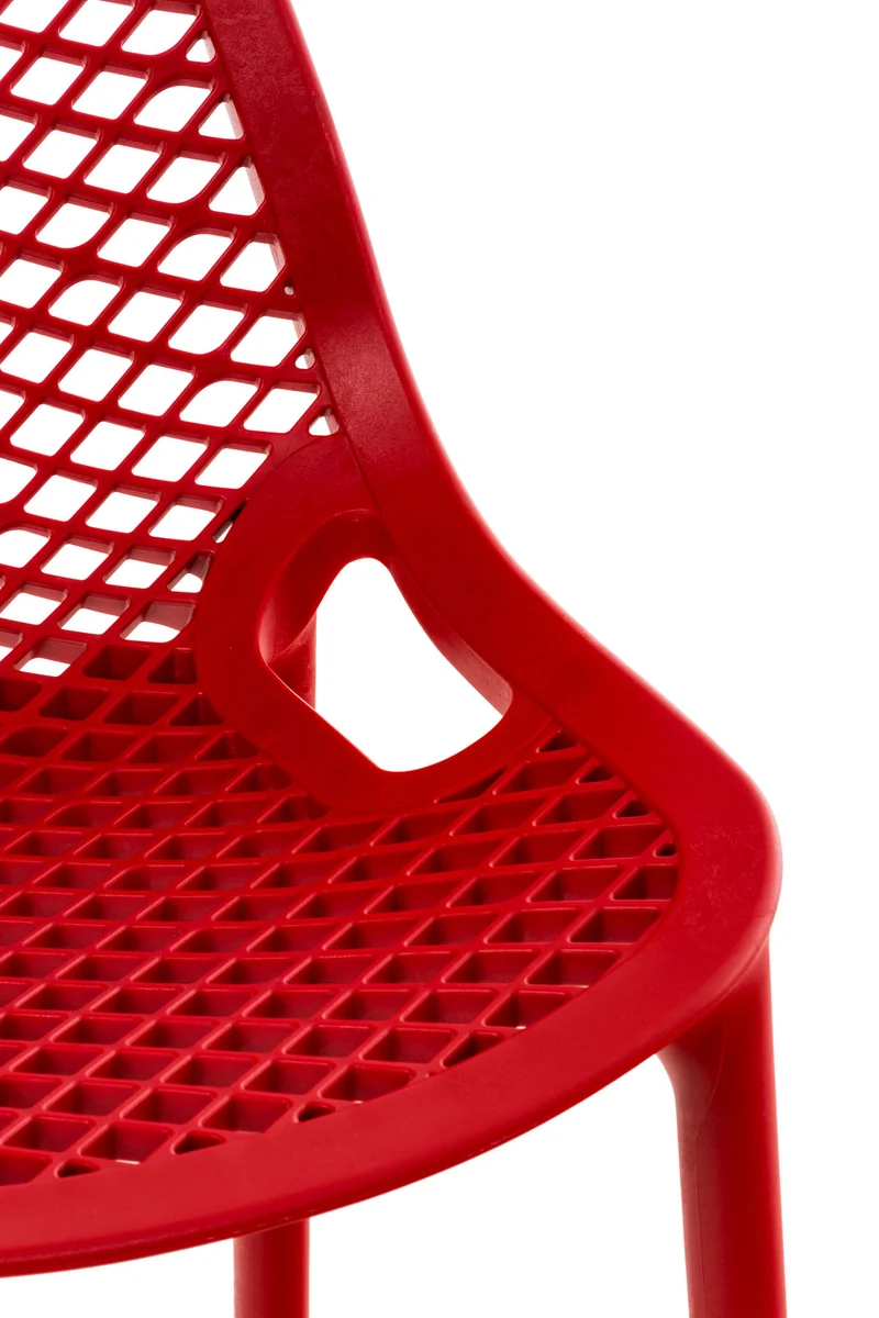 Lot de 2 tabourets de bar avec dossier en plastique rouge pour extérieur hauteur assise 75 cm 10_0005915