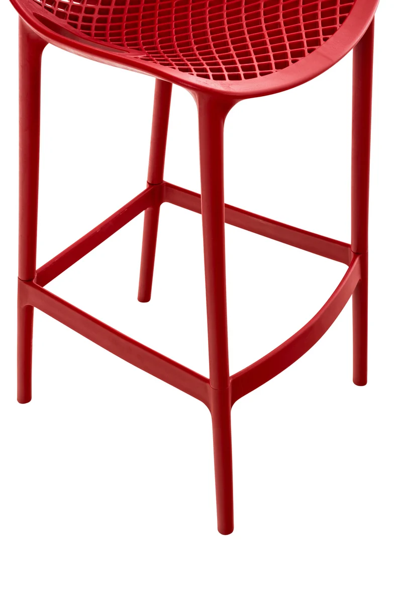 Lot de 2 tabourets de bar avec dossier en plastique rouge pour extérieur hauteur assise 75 cm 10_0005915