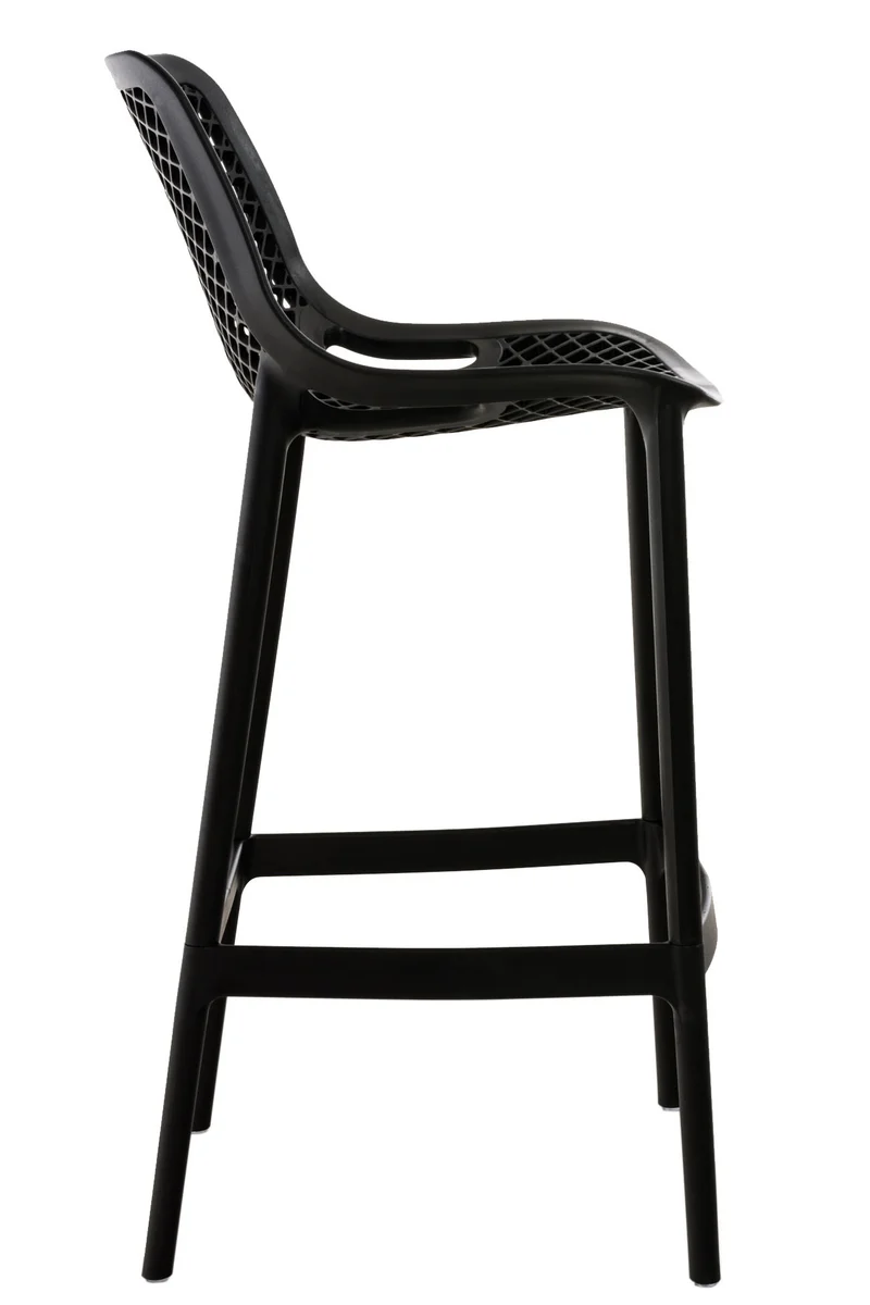 Lot de 2 tabourets de bar avec dossier en plastique noir pour extérieur hauteur assise 75 cm 10_0005557