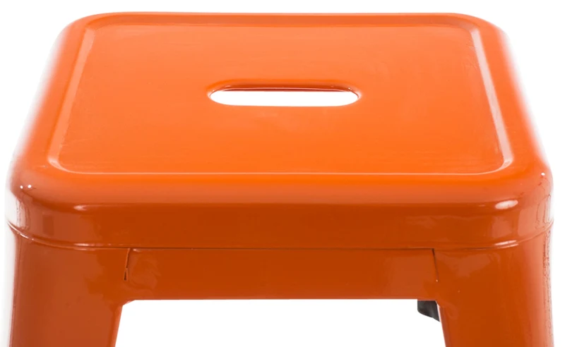 Tabouret hauteur 46 cm design industriel en métal orange 10_0005591