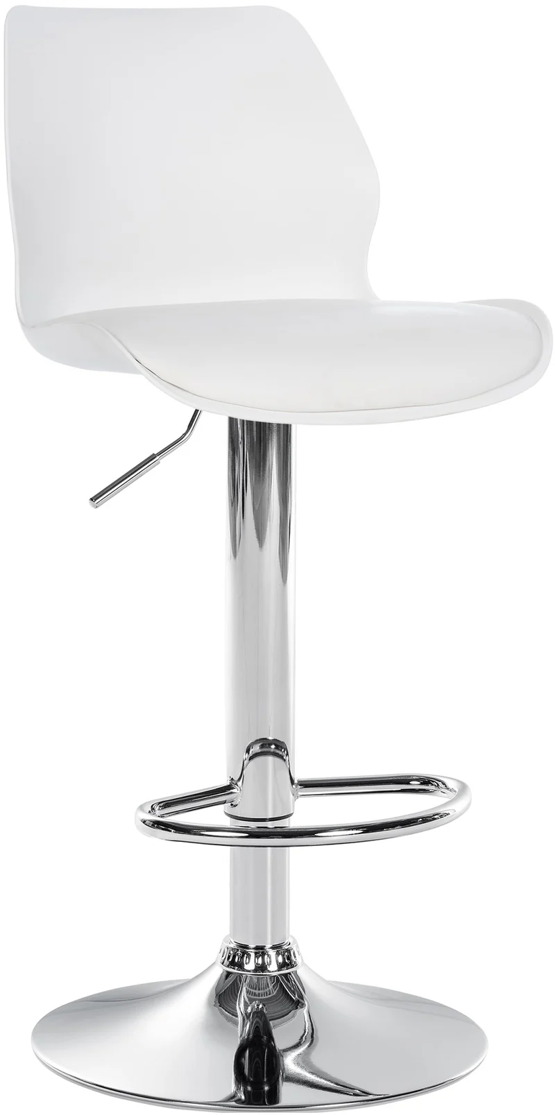 Tabouret de bar x1 avec repose-pieds hauteur réglable pivotant en PVC et plastique blanc et métal 10_0005616