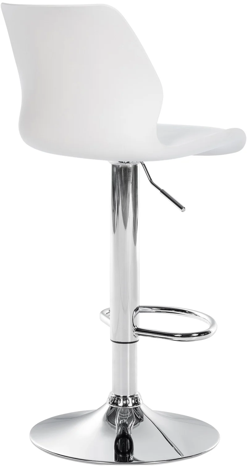 Tabouret de bar x1 avec repose-pieds hauteur réglable pivotant en PVC et plastique blanc et métal 10_0005616