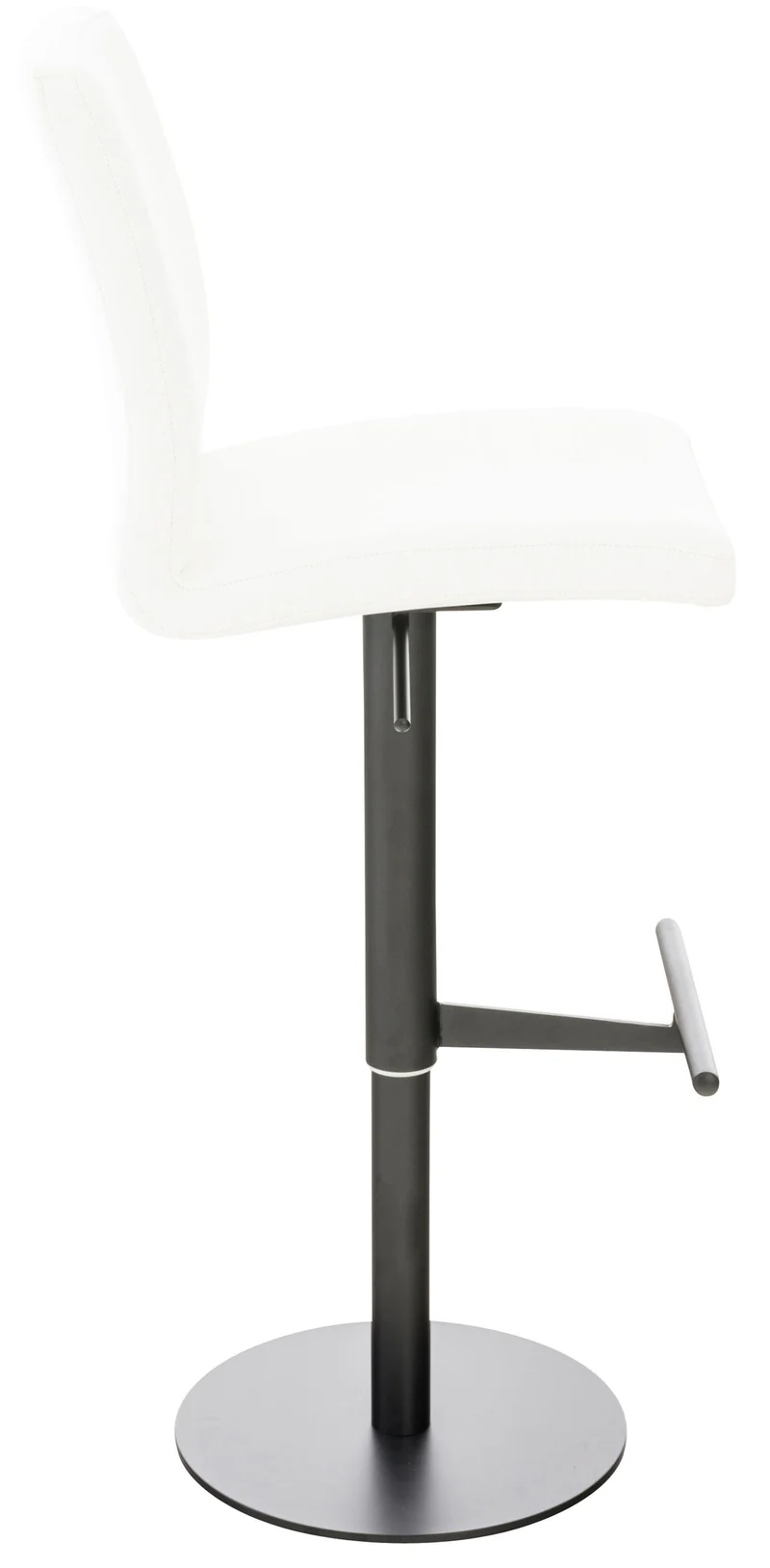 Tabouret de bar x1 réglable en hauteur et pivotant à 360° plateforme ronde en métal noir assise en PVC blanc 10_0004568