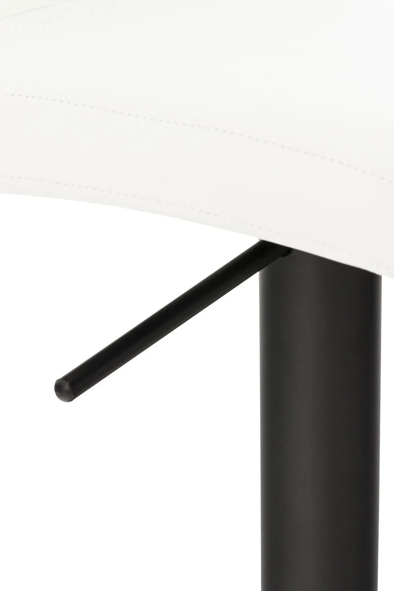Tabouret de bar x1 réglable en hauteur et pivotant à 360° plateforme ronde en métal noir assise en PVC blanc 10_0004568