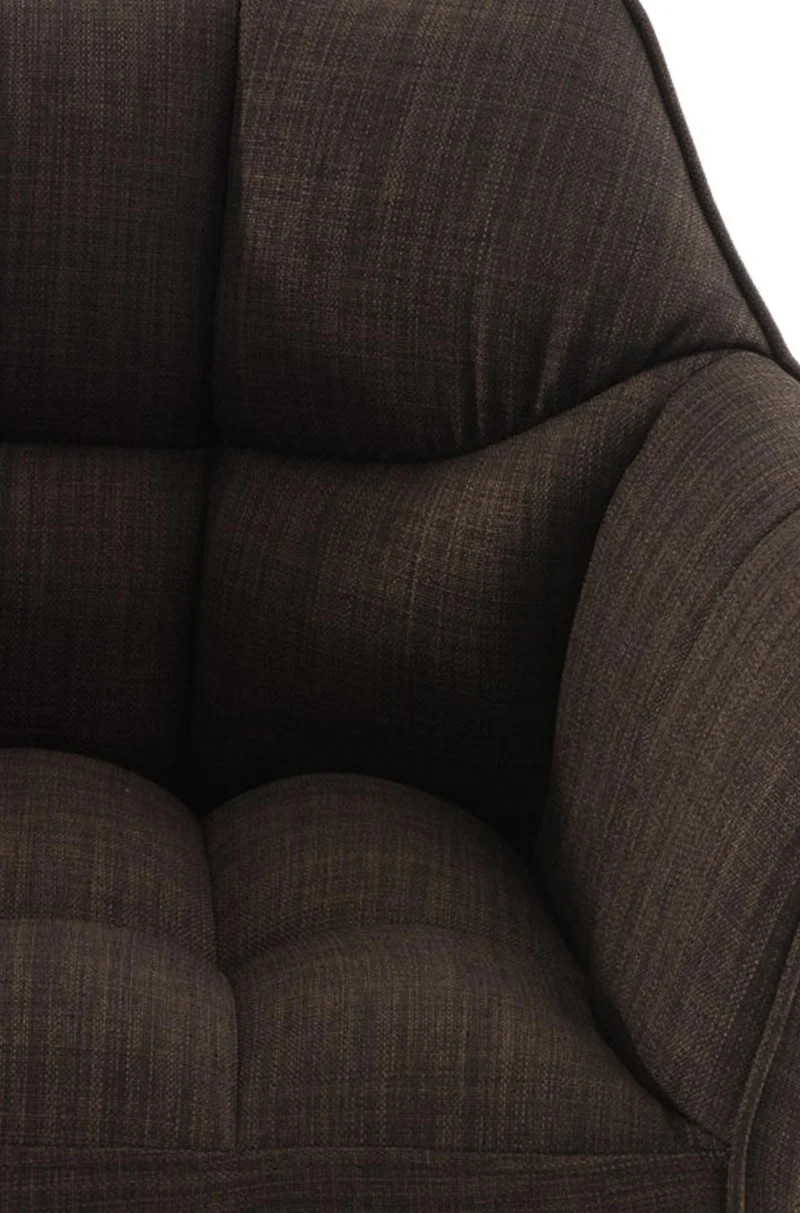 Tabouret de bar x1 réglable en tissu marron assise enveloppante capitonnée avec base carrée en acier inoxydable 10_0006546