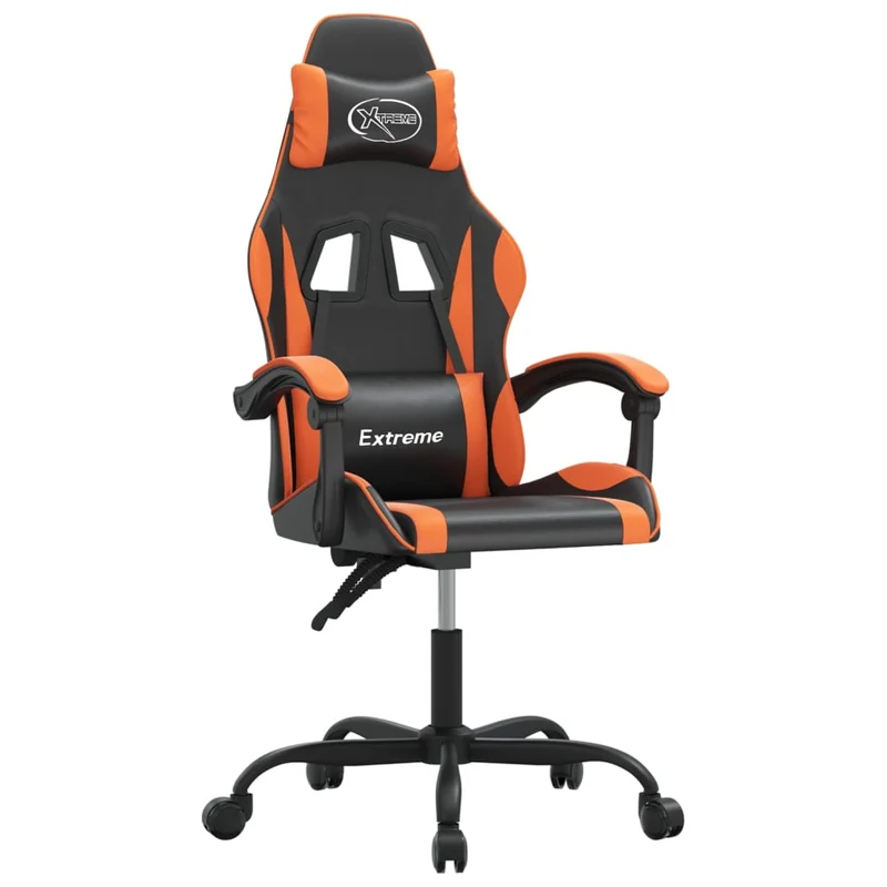 Fauteuil de bureau chaise gaming pivotante noir et orange PVC orange DEC026042