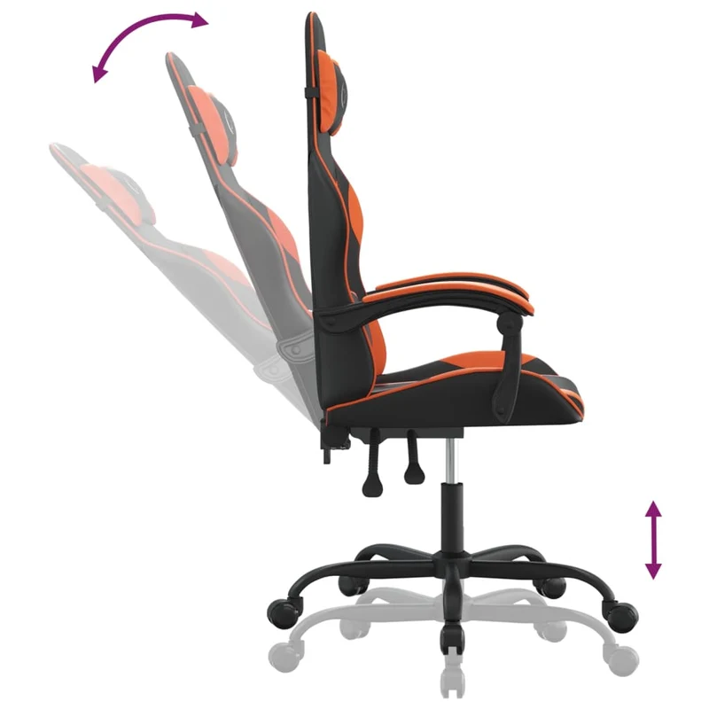 Fauteuil de bureau chaise gaming pivotante noir et orange PVC orange DEC026042