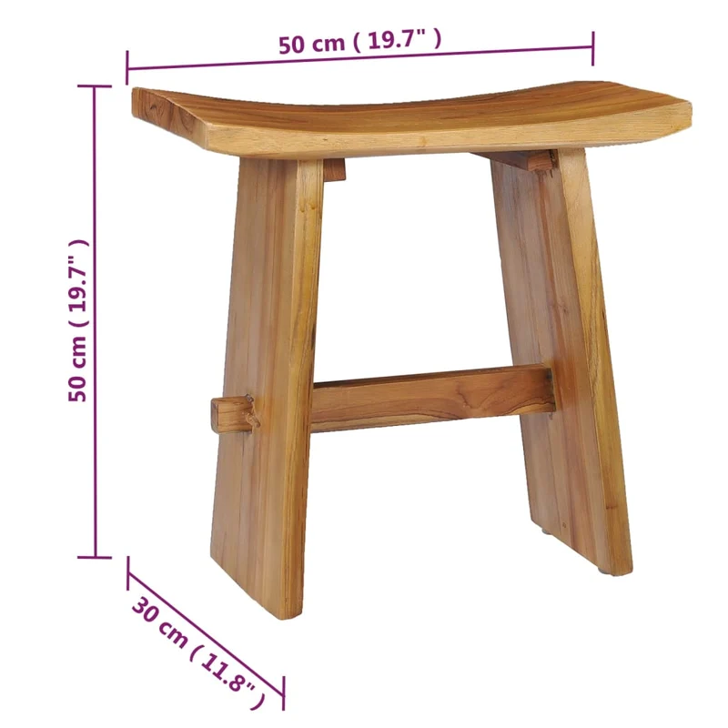 Tabouret assise support plante design rustique bois de teck massif brun DEC026335