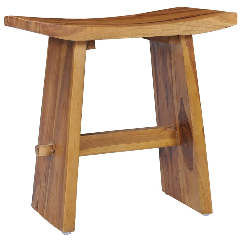 Tabouret assise support plante design rustique bois de teck massif brun DEC026335