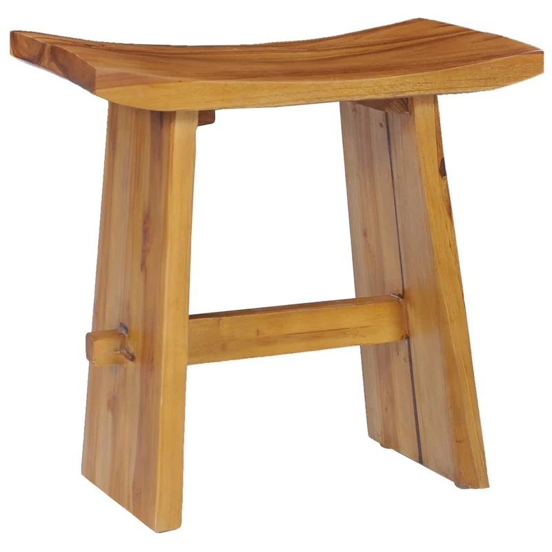 Tabouret assise support plante design rustique bois de teck massif brun DEC026335