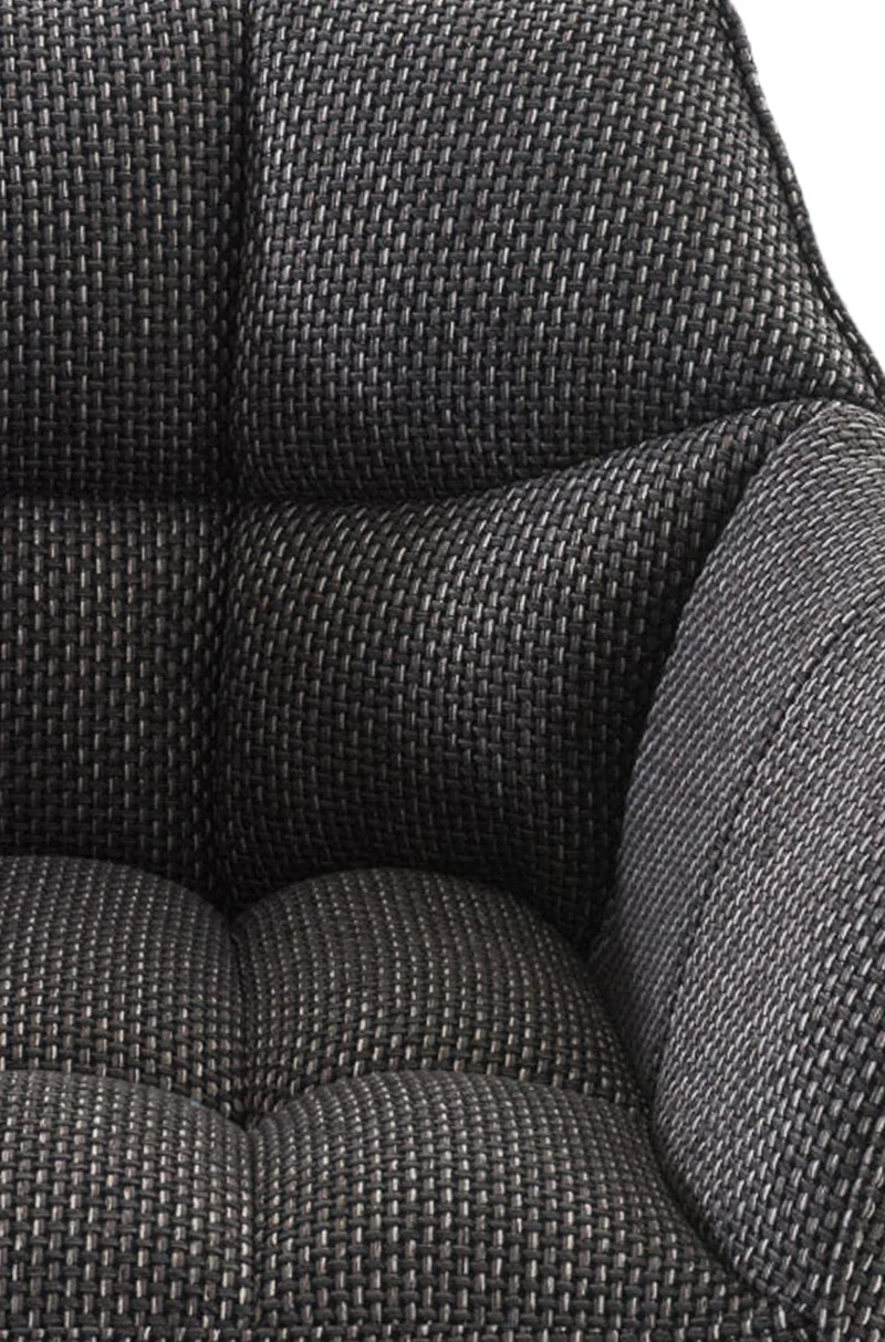 Lot de 2 tabourets de bar réglable en tissu gris assise enveloppante capitonnée avec base carrée en métal noir 10_0006354
