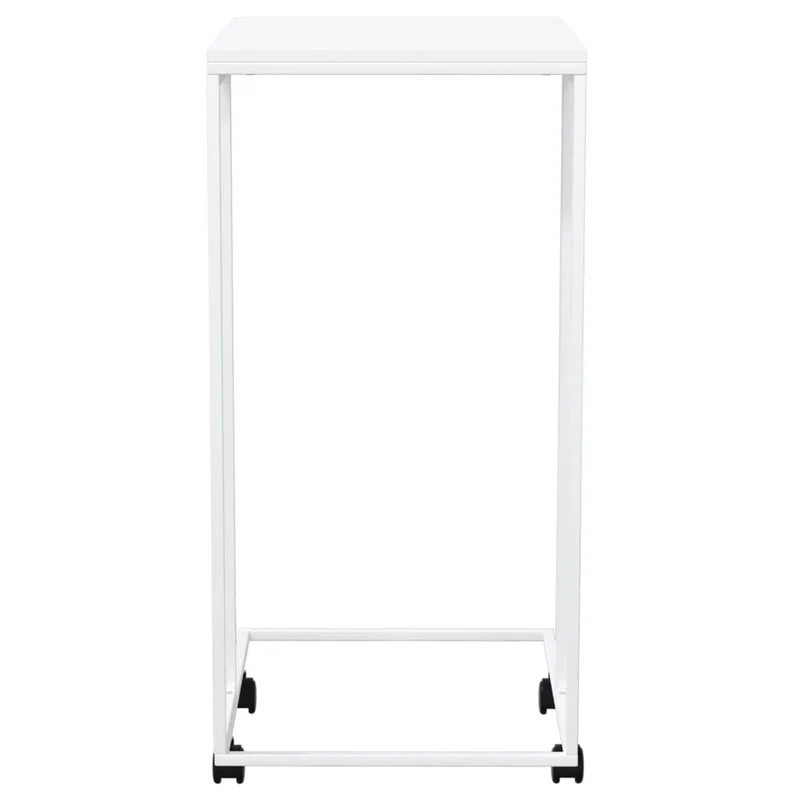 Table d'appoint en forme de C sur roulettes 40 x 30 x 63,5cm bois d'ingénierie blanc DEC031291