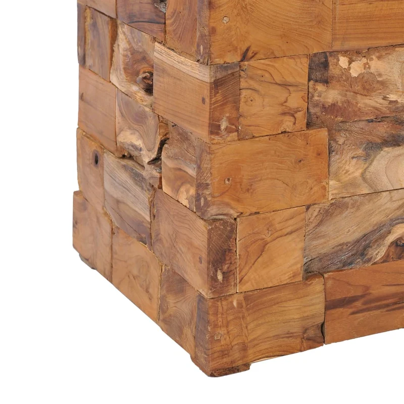 Tabouret assise table d'appoint avec compartiment de rangement en bois de teck massif brun DEC026341