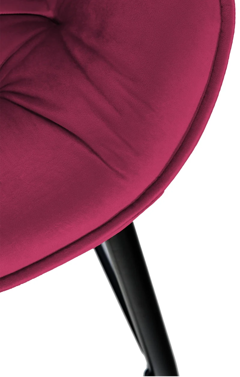 Lot de 2 tabourets de bar moderne en velours rouge bordeaux assise enveloppante capitonnée pieds métal noir 10_0006031