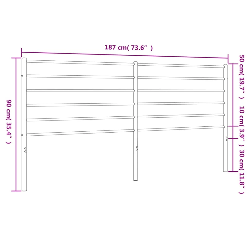 Tête de lit accessoire couchage chambre à coucher meuble 180 cm métal blanc TDL0202468