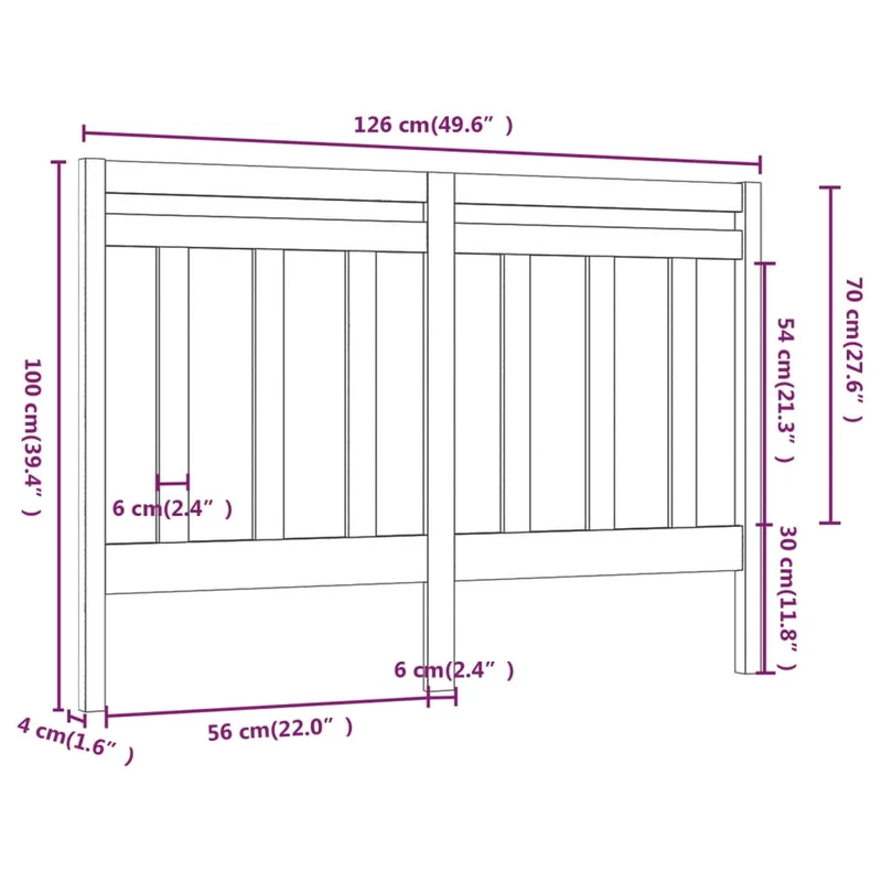 Tête de lit accessoire couchage chambre à coucher meuble 126 x 4 x 100 cm bois de pin noir TDL0202329