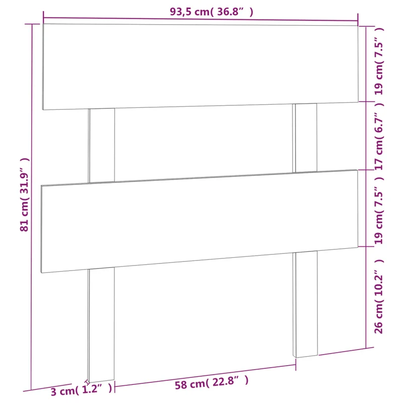 Tête de lit accessoire couchage chambre à coucher meuble 93,5 x 3 x 81 cm bois de pin noir TDL0202067