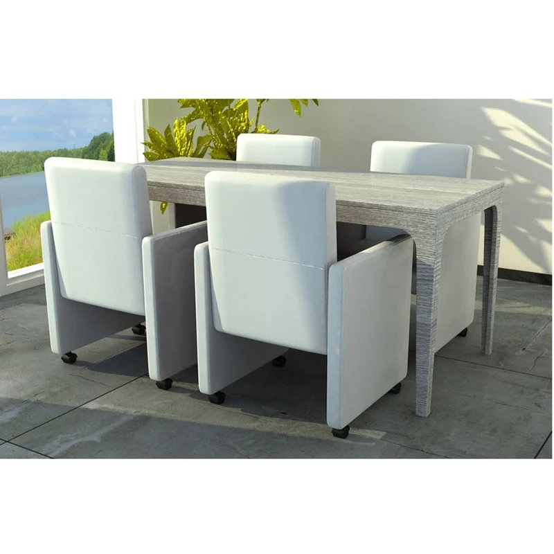 Lot de 4 chaises de salle à manger cuisine style moderne et confortable en synthétique blanc CDS021244
